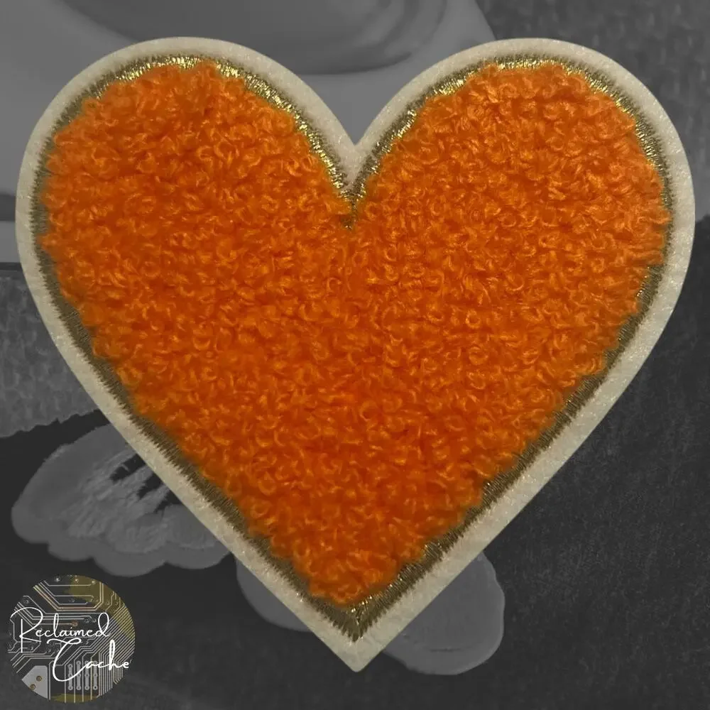 Heart in Orange Iron On Patch